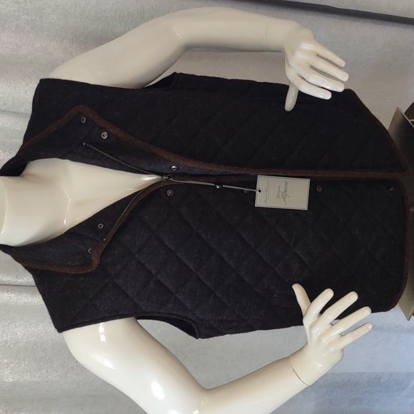 🦙Alpaca Wool Men's Gray Brown Zip snap Vest Jacket $395 Daniel Cremieux New - Picture 14 of 16